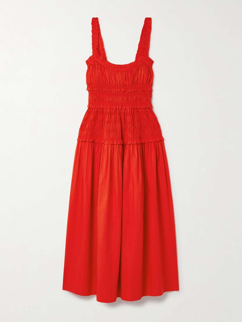 DÔEN Marianne Shirred Cotton-poplin Midi Dress - xx large