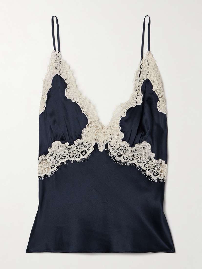 DÔEN Neria Corded Lace-trimmed Silk-satin Camisole - x large
