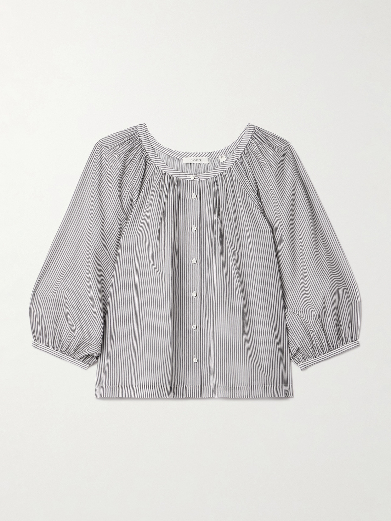 Doen Jiana Striped Cotton-blend Blouse In Grey