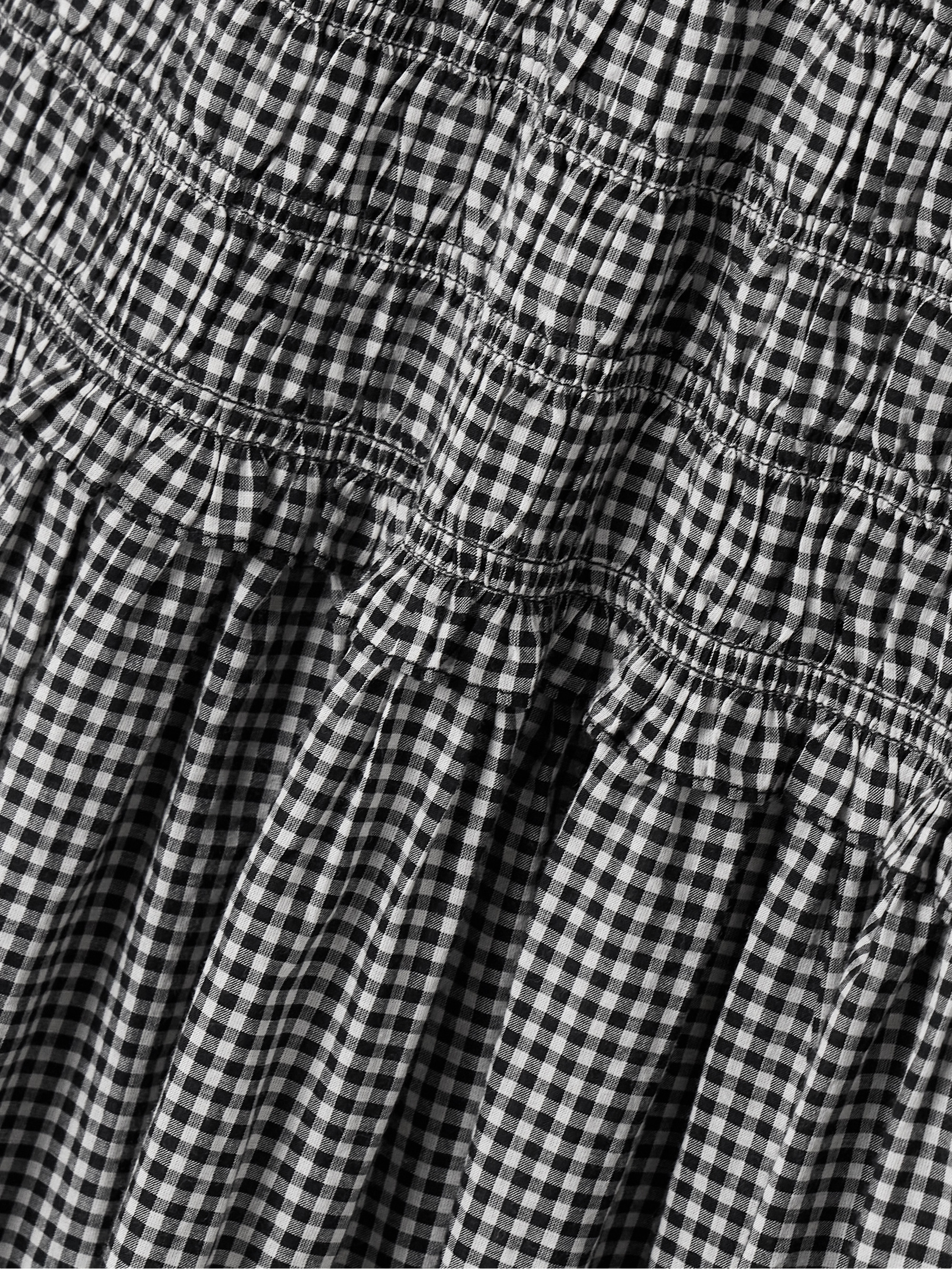 Dôen Mallory shirred gingham organic cotton midi dress