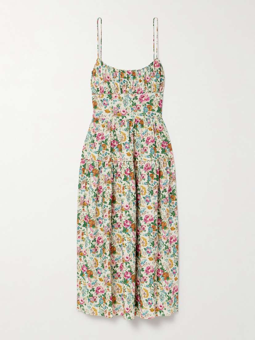 DÔEN Benoit Tiered Floral-print Cotton-poplin Midi Dress - xx large