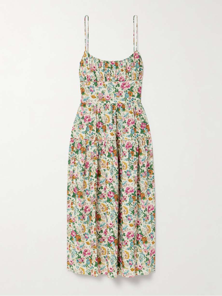 benoit tiered floral-print cotton-poplin midi dress