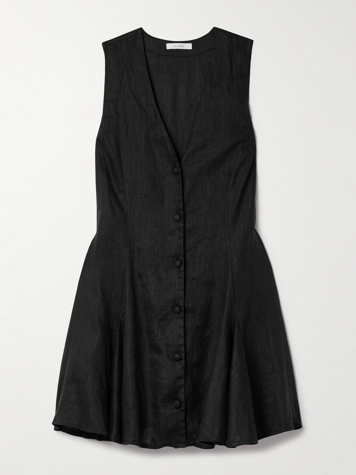 Doen Aubrey Linen Mini Dress In Black