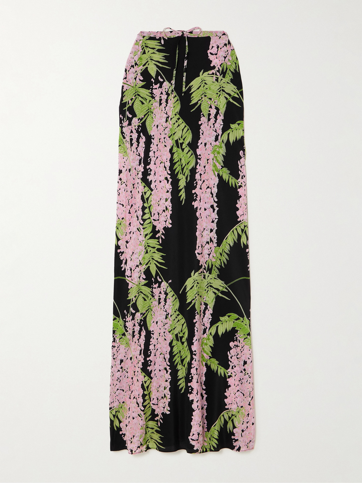 Shop Bernadette Emily Floral-print Silk Crepe De Chine Maxi Skirt In Black