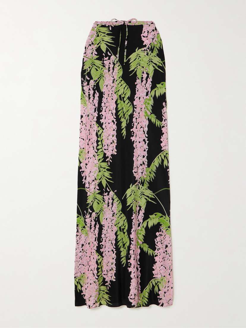 BERNADETTE Emily Floral-print Silk Crepe De Chine Maxi Skirt
