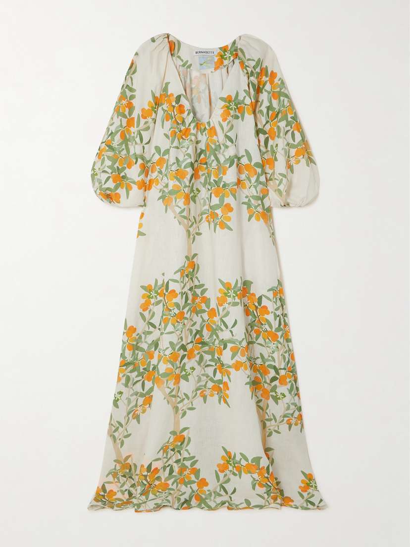 BERNADETTE Georgio Printed Linen Maxi Dress