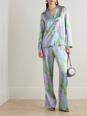 Bernadette Louis floral-print stretch-silk pajama shirt