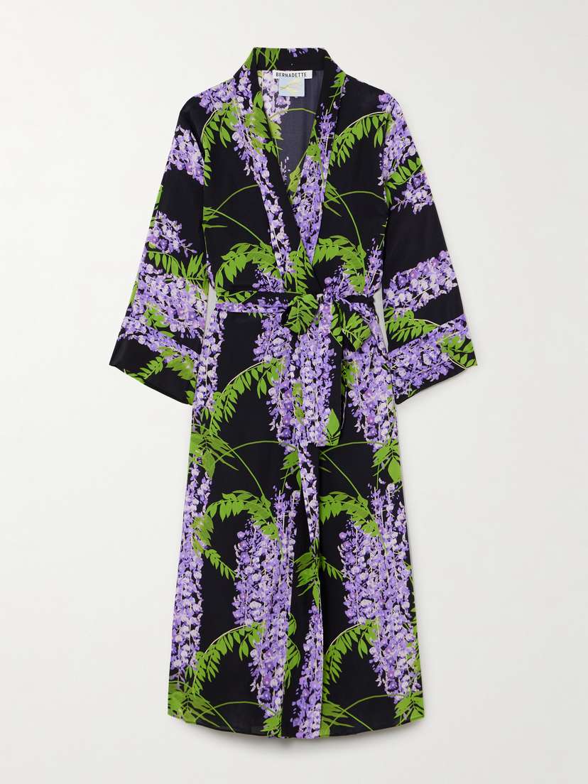 BERNADETTE Printed Silk Midi Wrap Dress