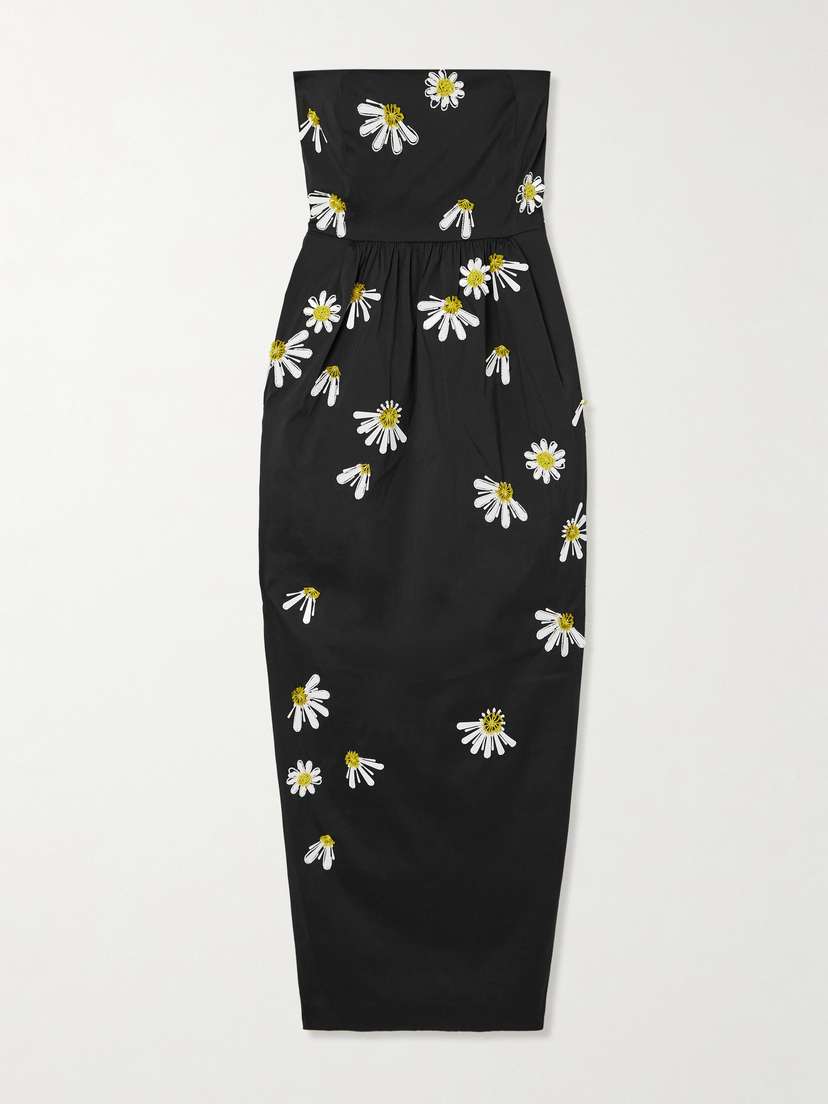 BERNADETTE Lena Strapless Embellished Taffeta Maxi Dress