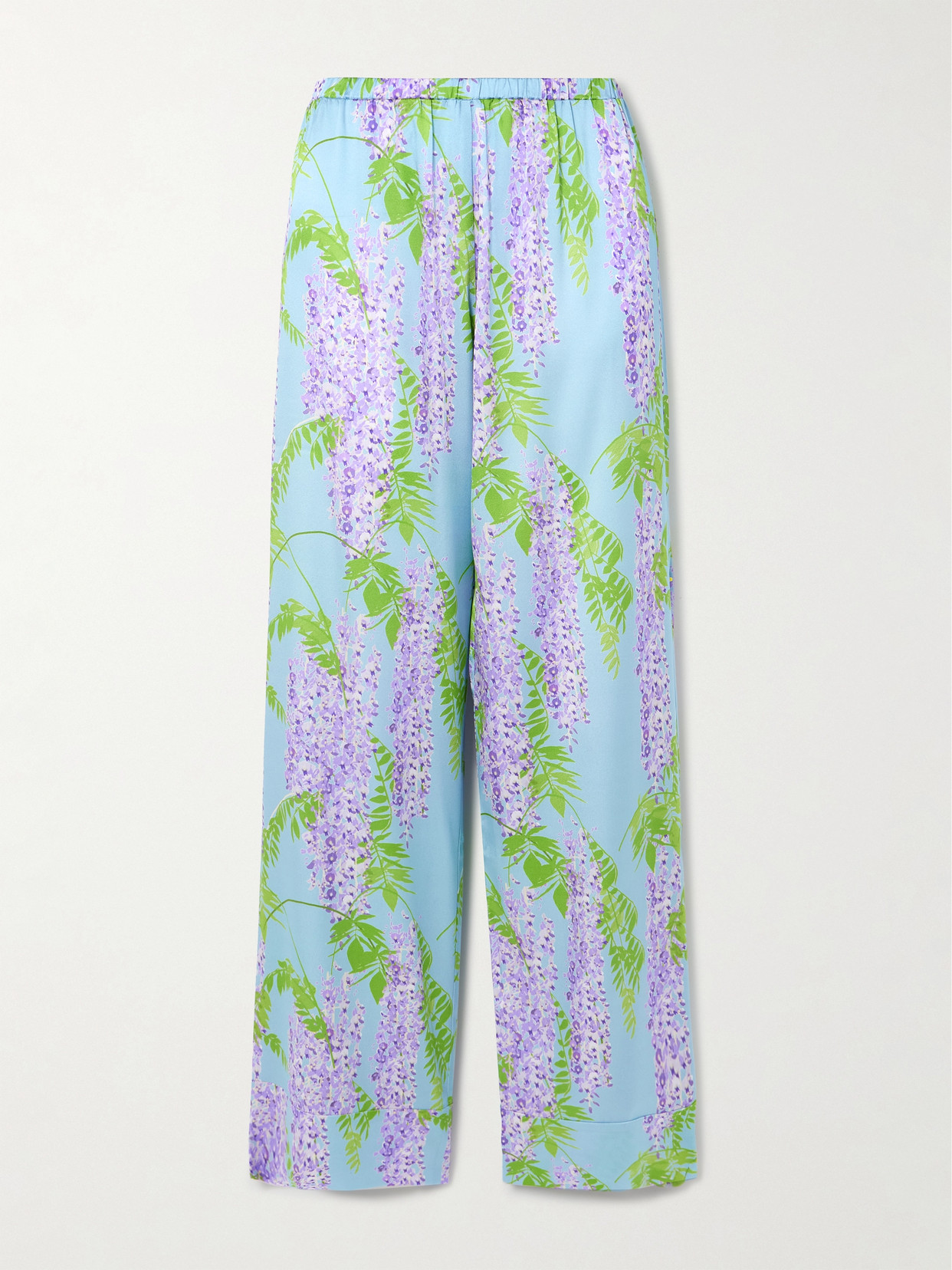 Bernadette Louis Floral-print Stretch-silk Pyjama Trousers In Blue