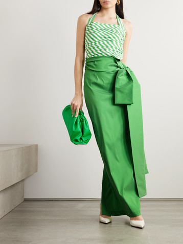 Bernadette Tippy striped pintucked taffeta halterneck top