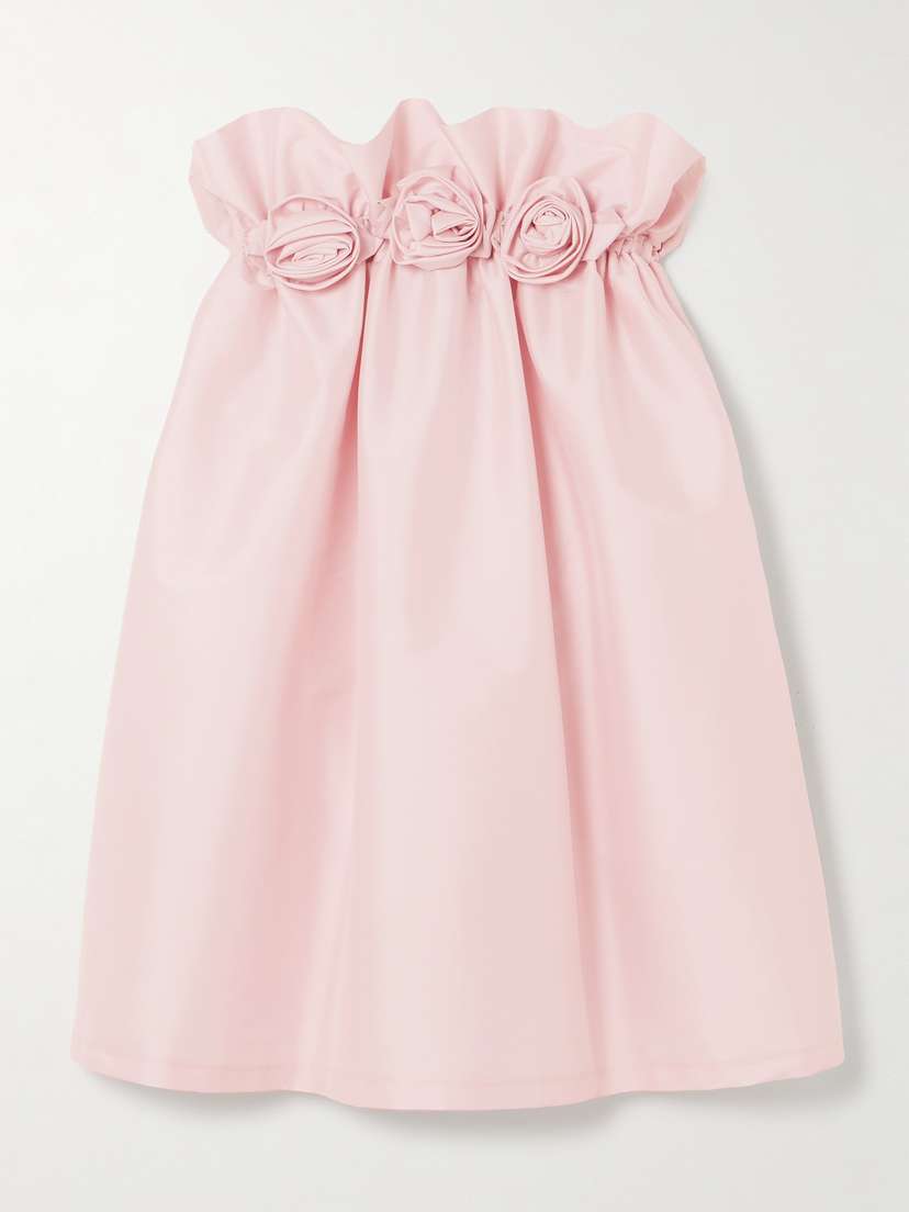 BERNADETTE Theodore Appliquéd Ruffled Taffeta Mini Dress