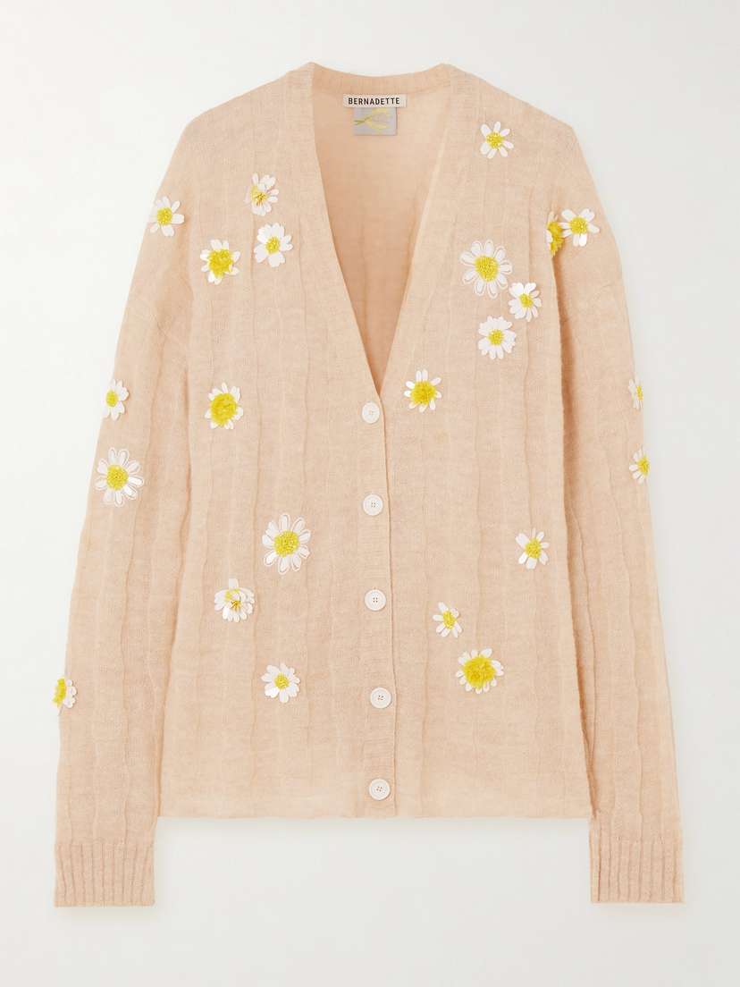 BERNADETTE Daisy Embellished Alpaca-blend Cardigan - x large