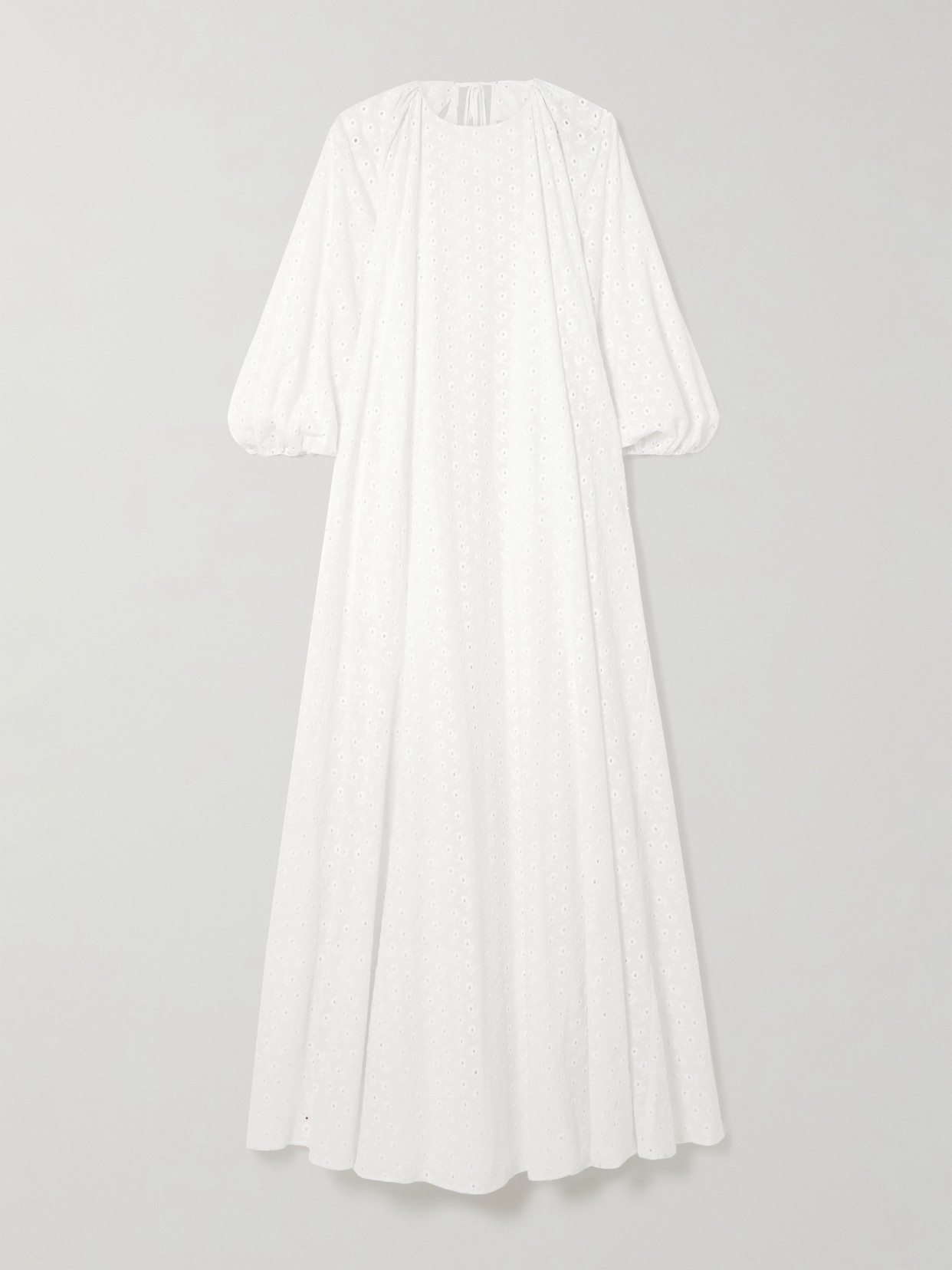 BERNADETTE - Fran Open-back Broderie Anglaise Cotton Maxi Dress - White