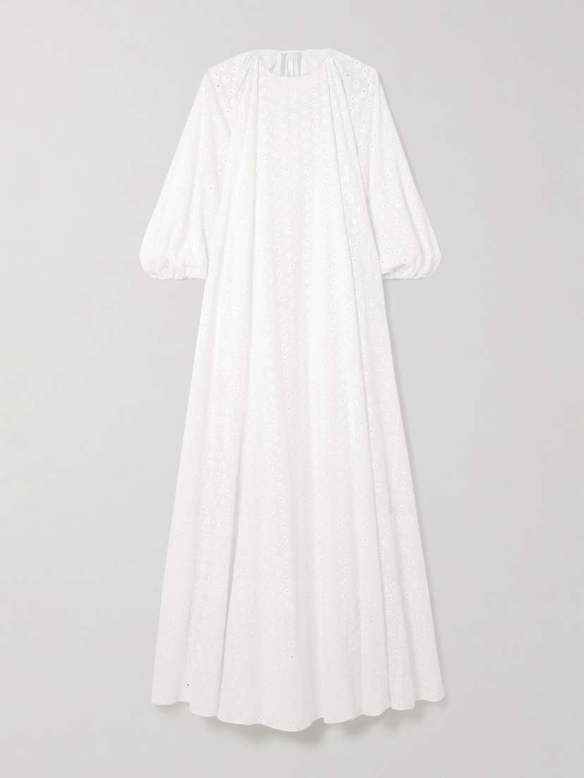 BERNADETTE Fran Open-back Broderie Anglaise Cotton Maxi Dress