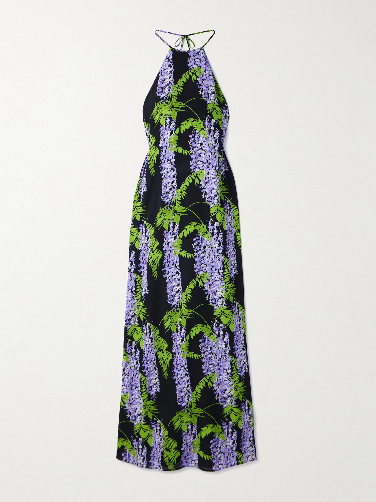 BERNADETTE - Frannie Floral-print Chiffon Halterneck Maxi Dress - Black