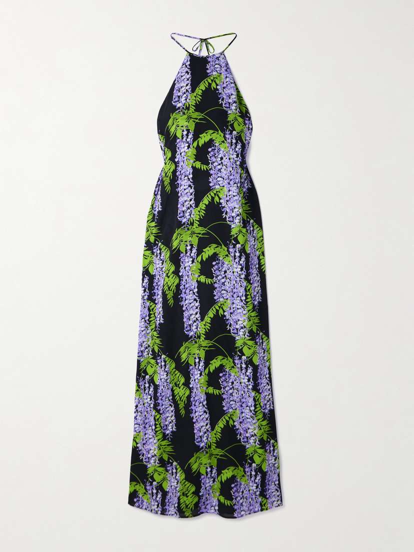 BERNADETTE Frannie Floral-print Chiffon Halterneck Maxi Dress