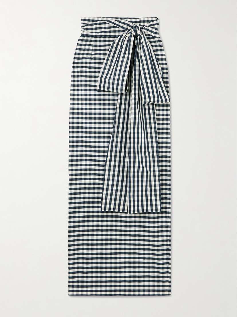 BERNADETTE Bernard Bow-detailed Gingham Taffeta Maxi Skirt