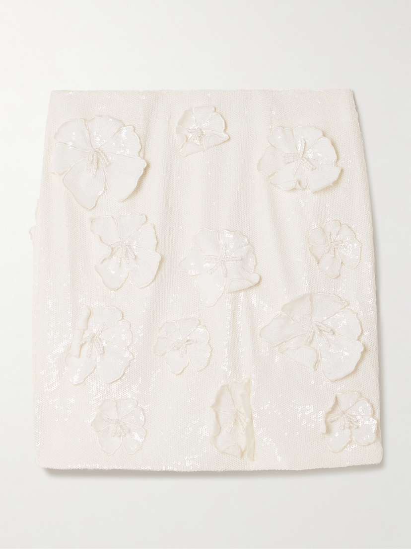 Rotate Birger Christensen Appliquéd Sequined Recycled-crepe Mini Skirt