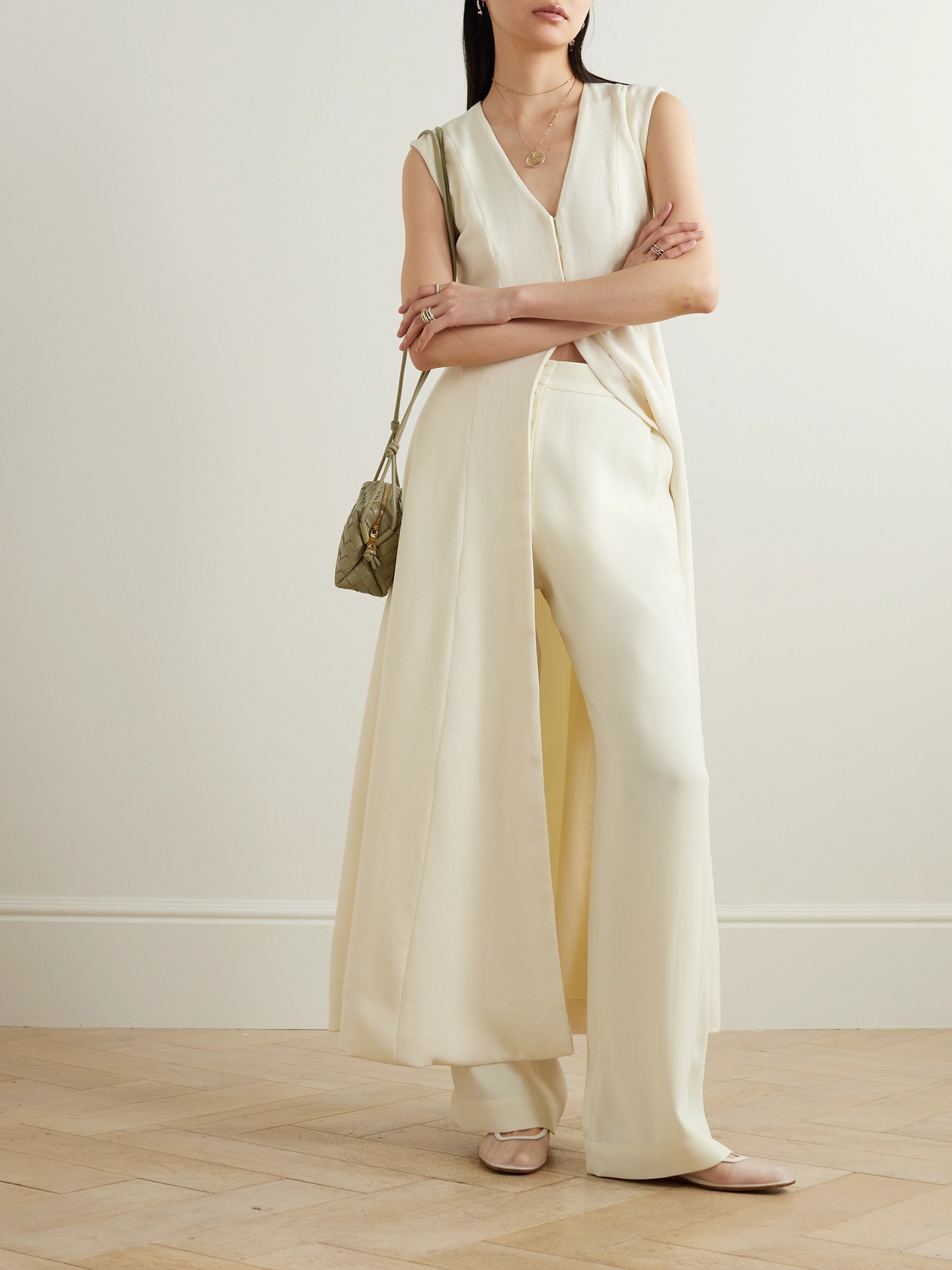 Abadia Crepe Straight-leg Pants In White