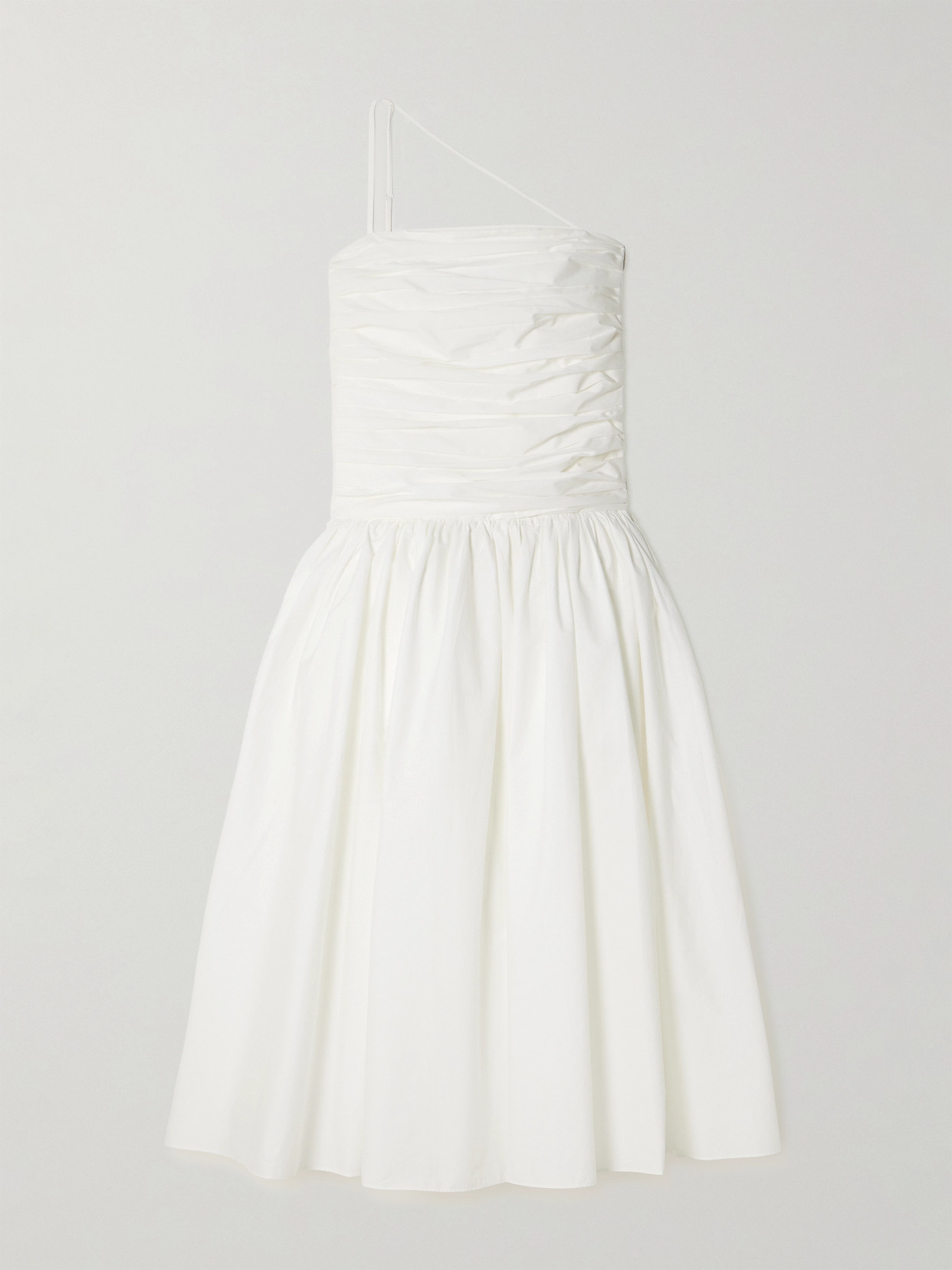Abadia Laana Gathered Cotton-blend Poplin Midi Dress In White