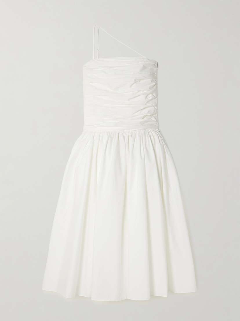 Abadia Laana Gathered Cotton-blend Poplin Midi Dress