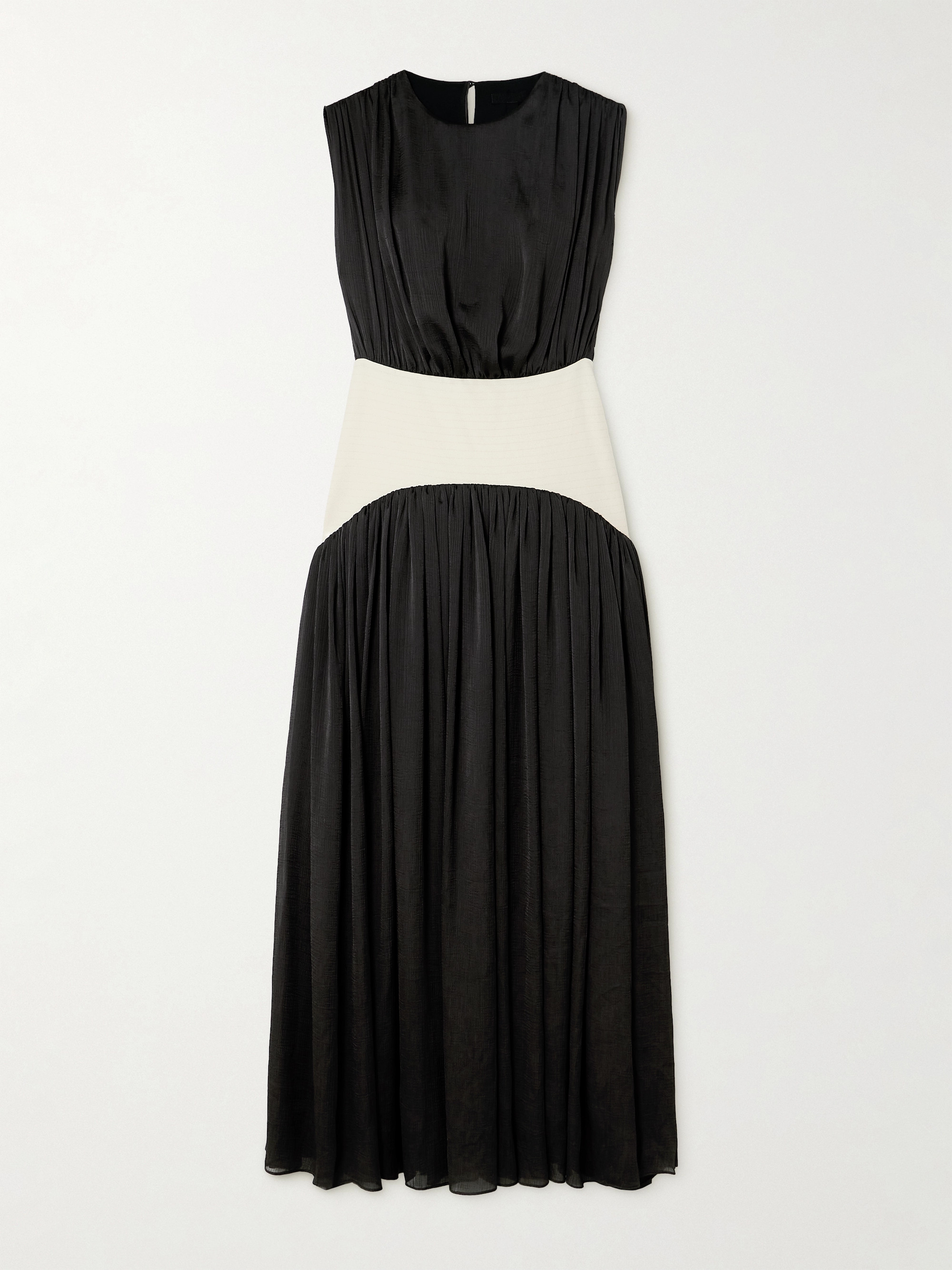 Abadia Suri paneled twill and crinkled-voile maxi dress