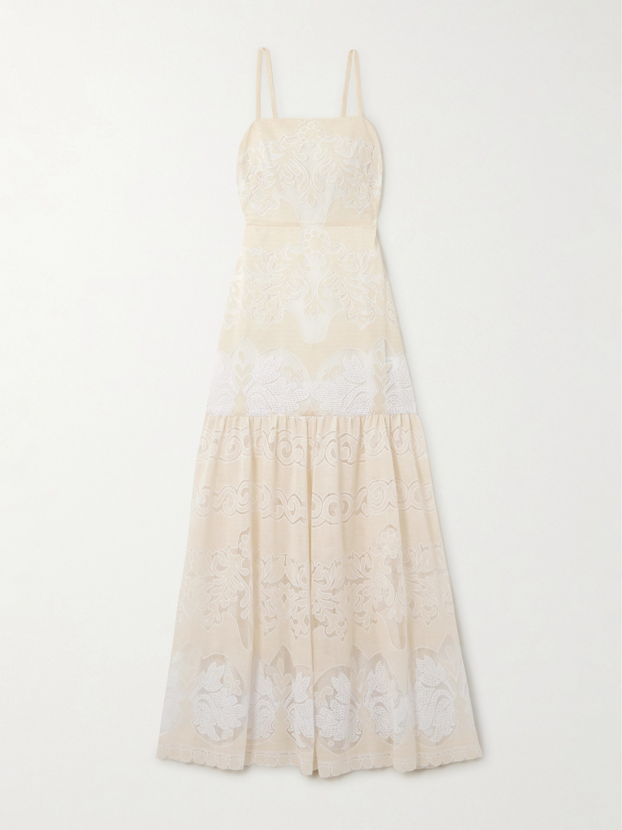 Borgo De Nor Cordelia Lace And Voile Maxi Dress In White