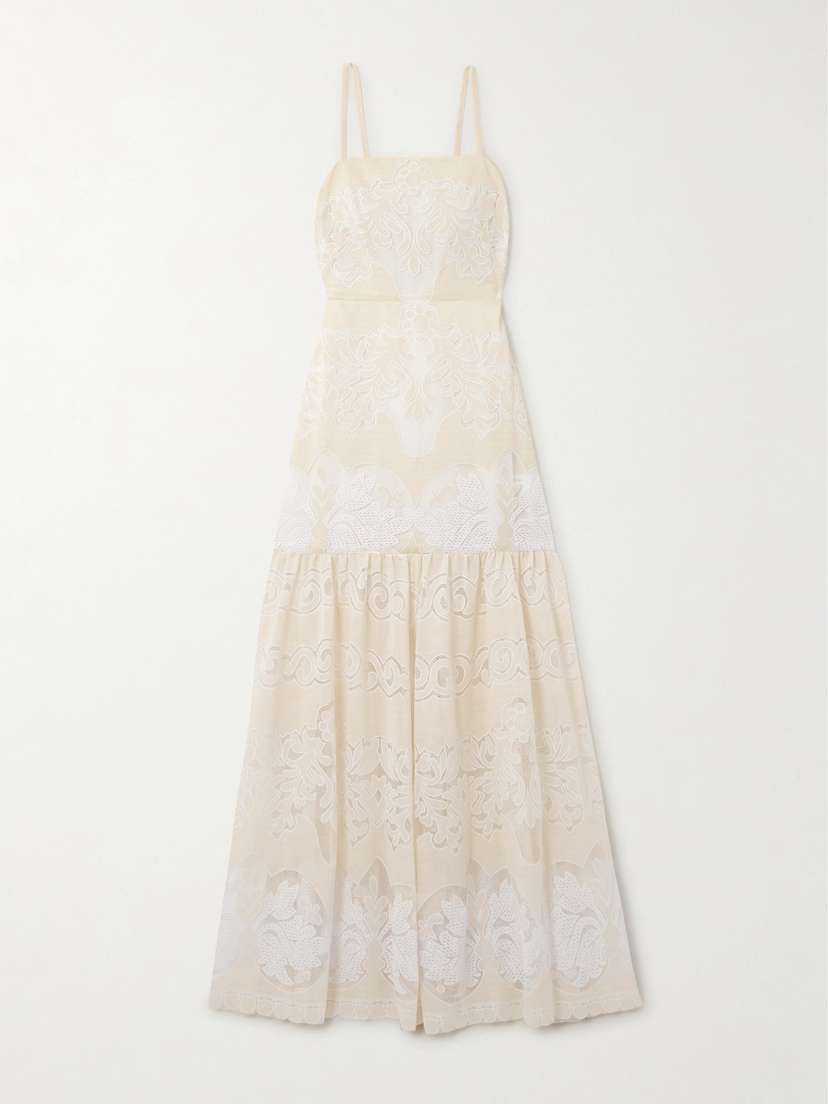 Borgo de Nor Cordelia Lace And Voile Maxi Dress