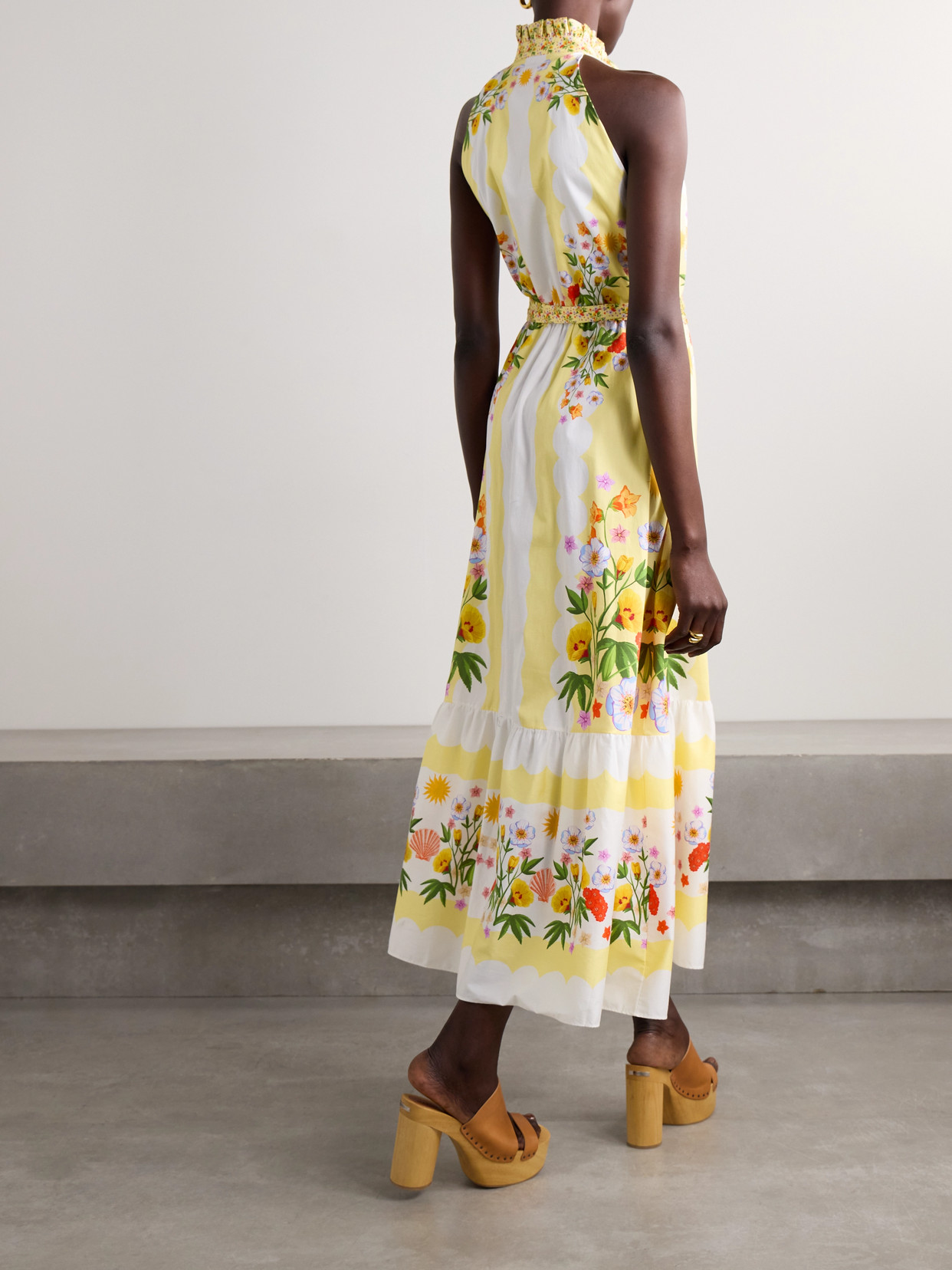 Borgo De Nor Biba Belted Printed Cotton Midi Dress In Multi