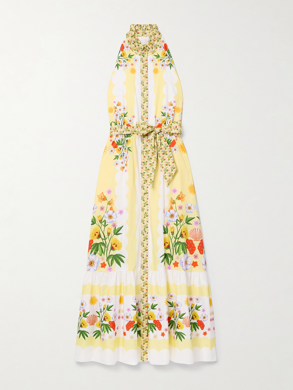 Borgo de Nor - Biba Belted Printed Cotton Midi Dress - Multi