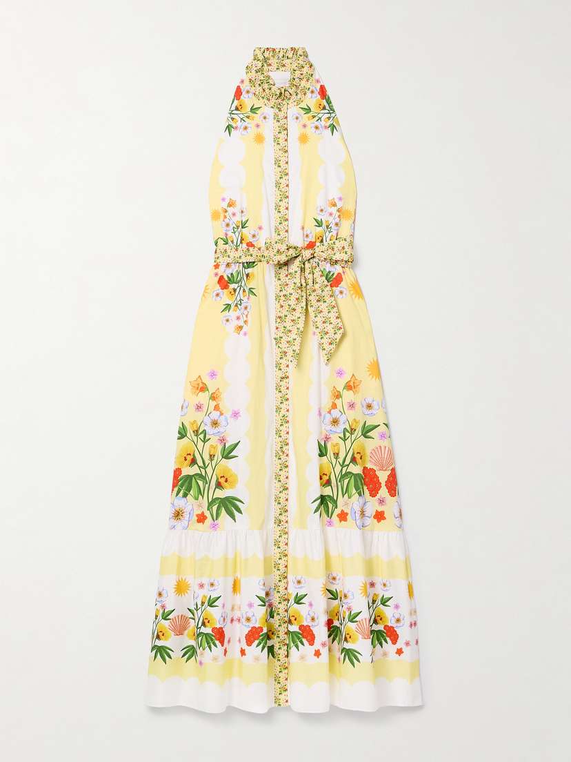 Borgo de Nor Biba Belted Printed Cotton Midi Dress