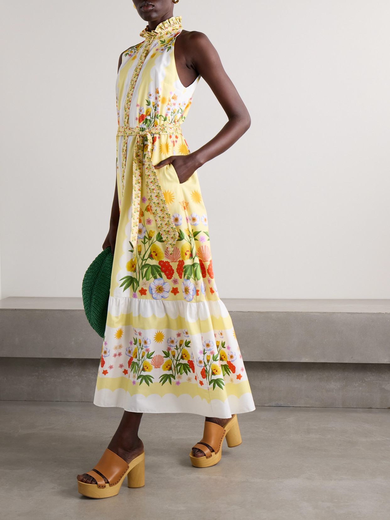Borgo De Nor Biba Belted Printed Cotton Midi Dress In Multi