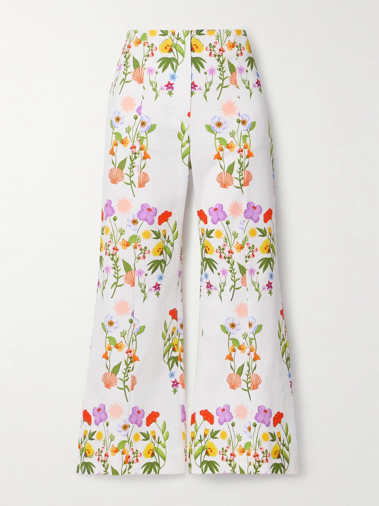 Borgo De Nor Yves Cropped Cotton-blend Piqué Flared Trousers In White