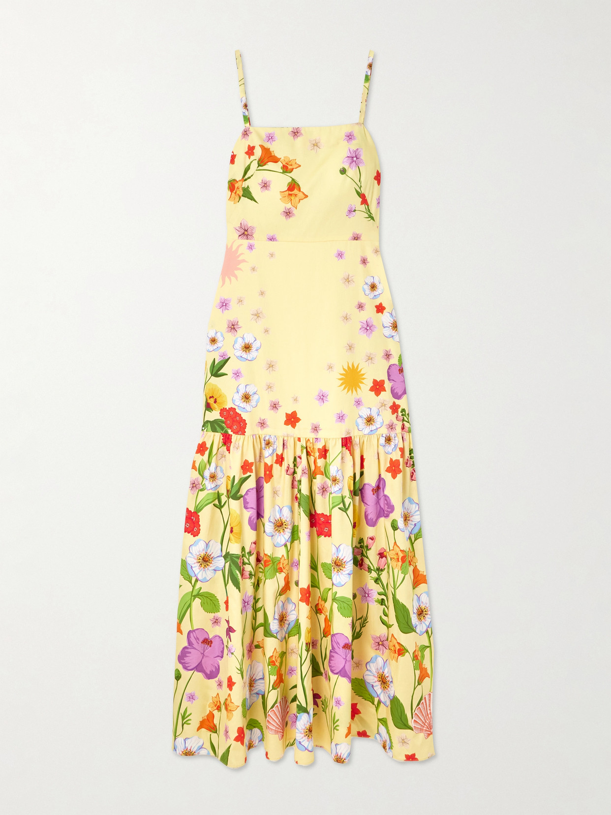 Borgo De Nor Cordiela Floral-print Cotton Maxi Dress In Yellow