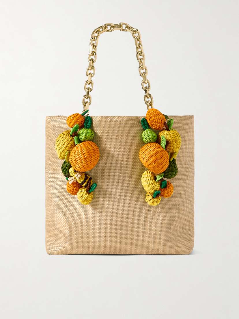 Aquazzura Citrus Punch Mini Embellished Raffia Tote
