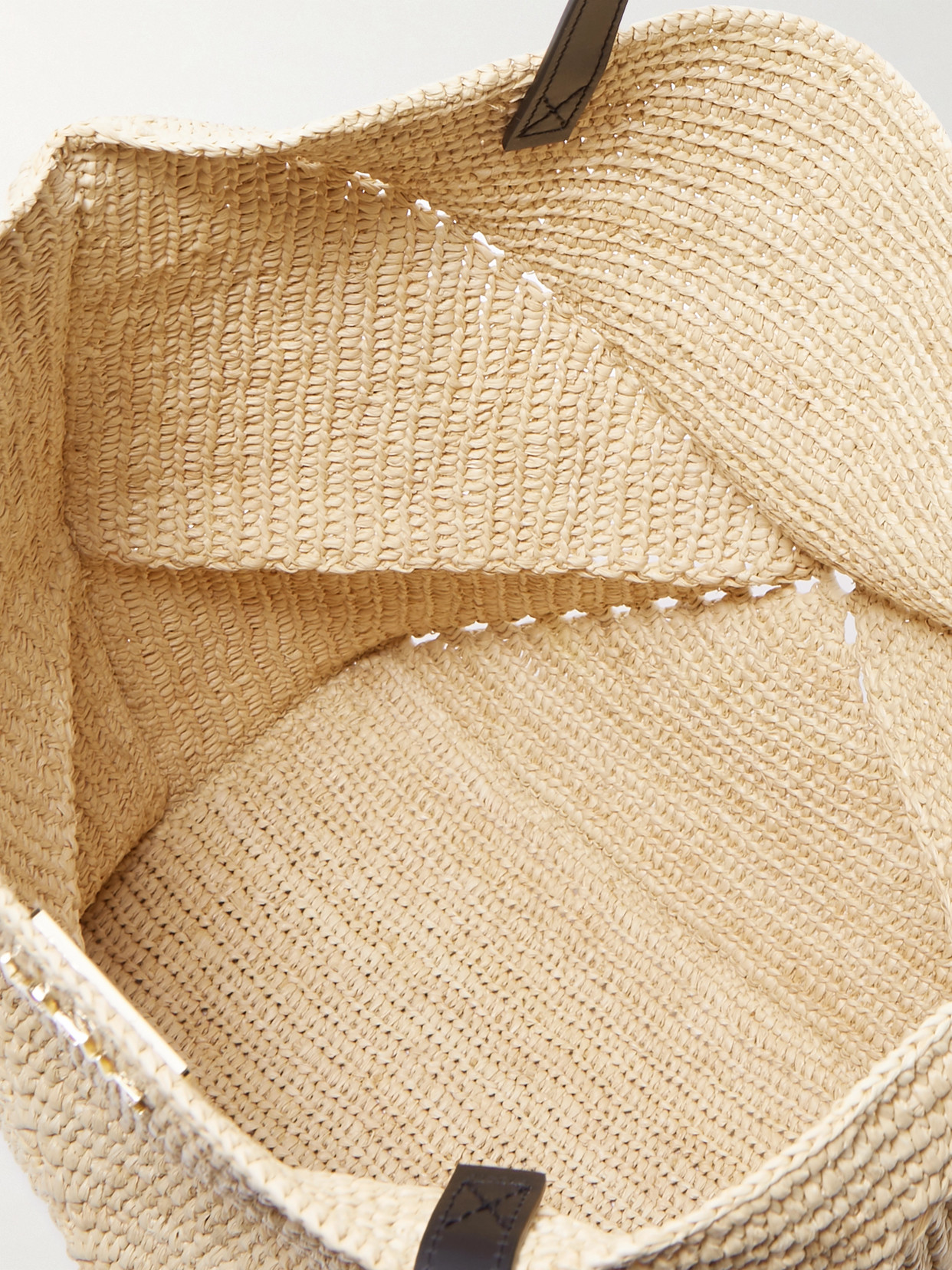 + Paula'S Ibiza Puzzle Fold Medium Leather-Trimmed Raffia Tote