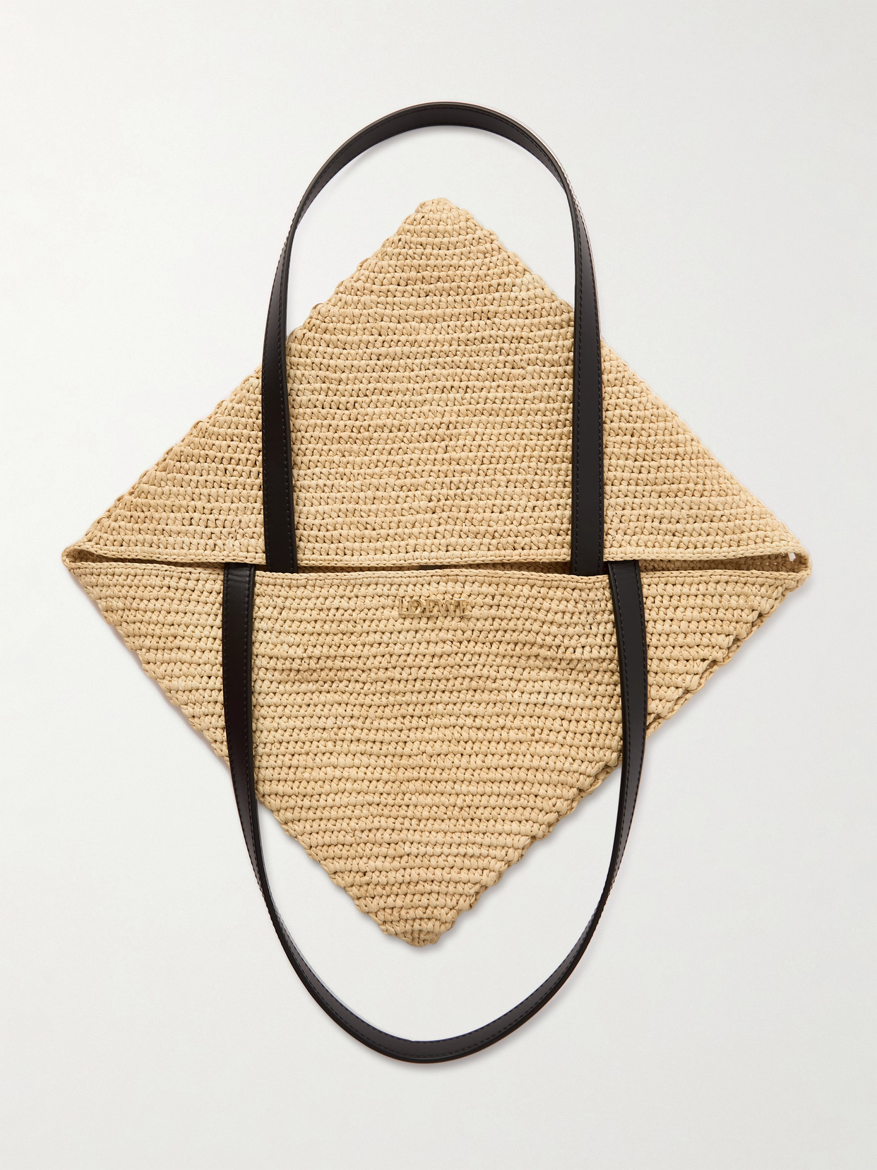 + Paula'S Ibiza Puzzle Fold Medium Leather-Trimmed Raffia Tote