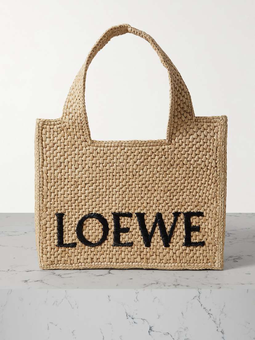Loewe + Paula's Ibiza Embroidered Raffia Tote