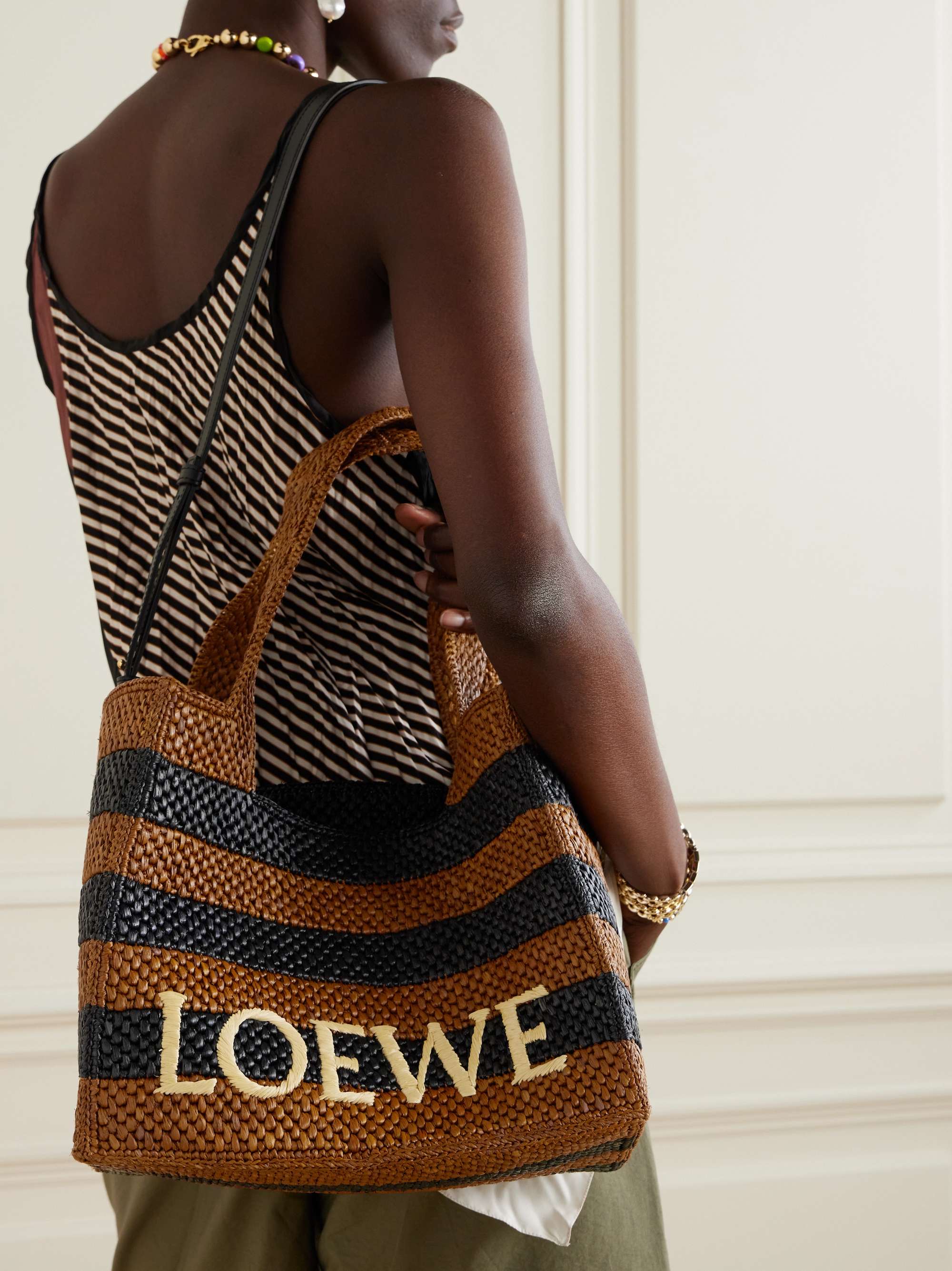 LOEWE + Paula's Ibiza embroidered raffia tote