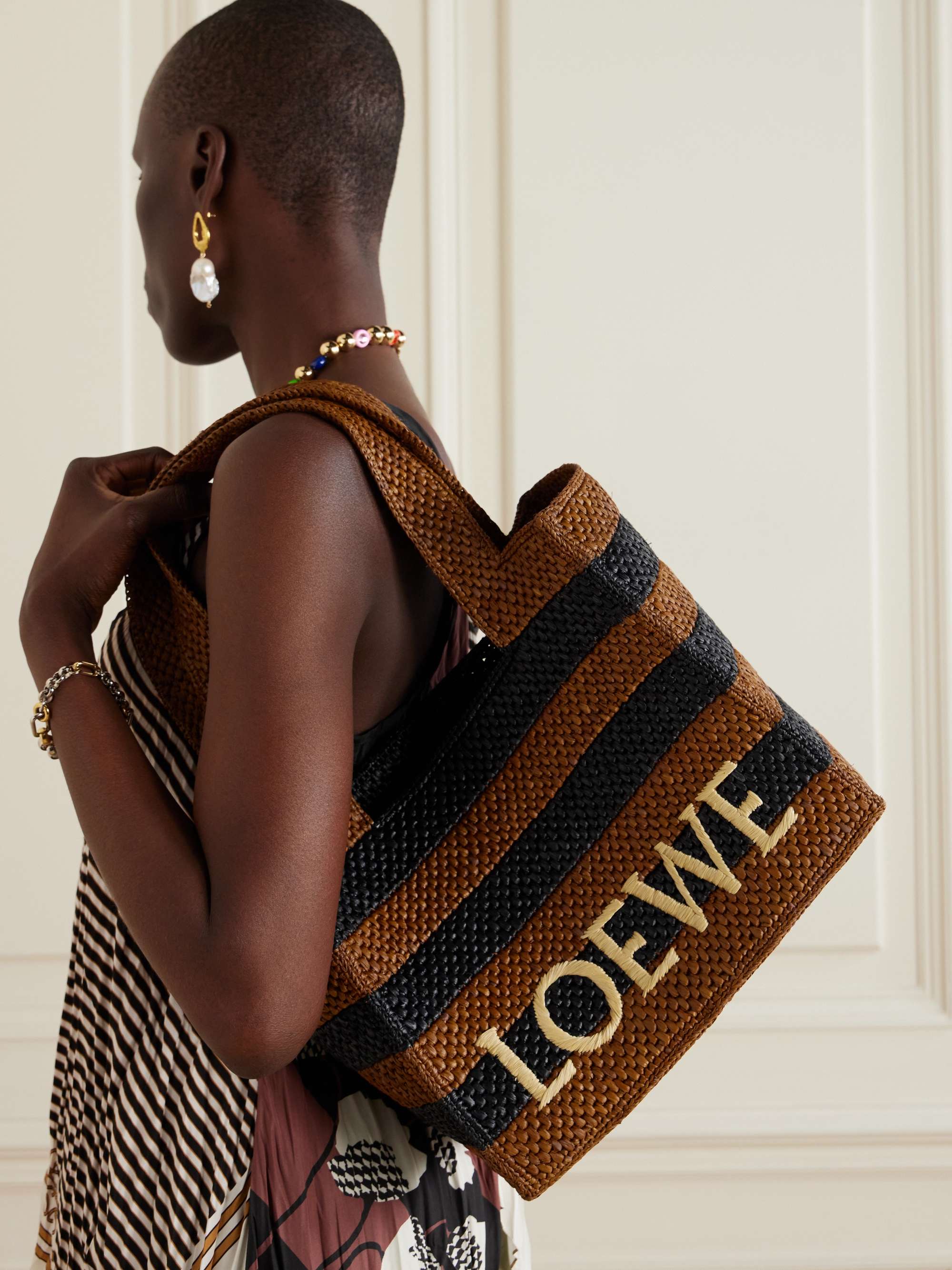 LOEWE + Paula's Ibiza embroidered raffia tote