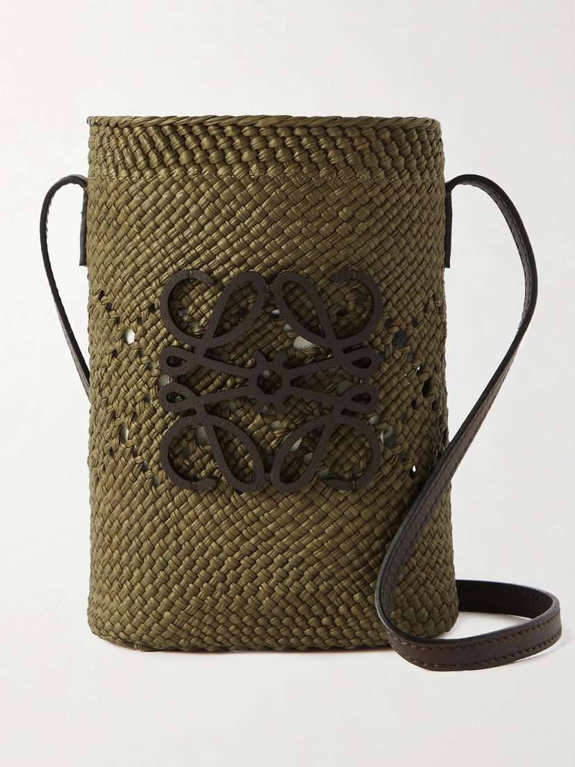 Loewe ON - + Paula's Ibiza Iaraca Appliquéd Leather-trimmed Raffia Shoulder Bag