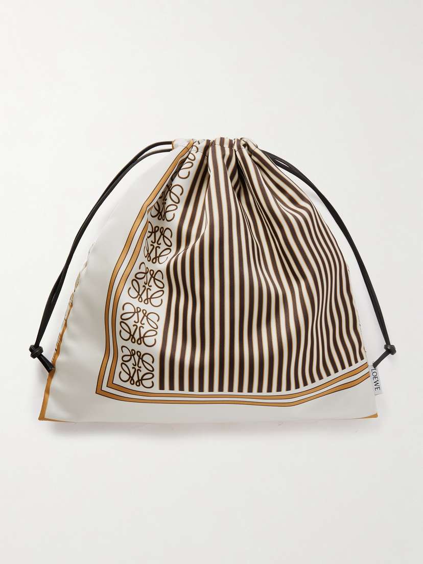 Loewe + Paula's Ibiza Leather-trimmed Satin Pouch