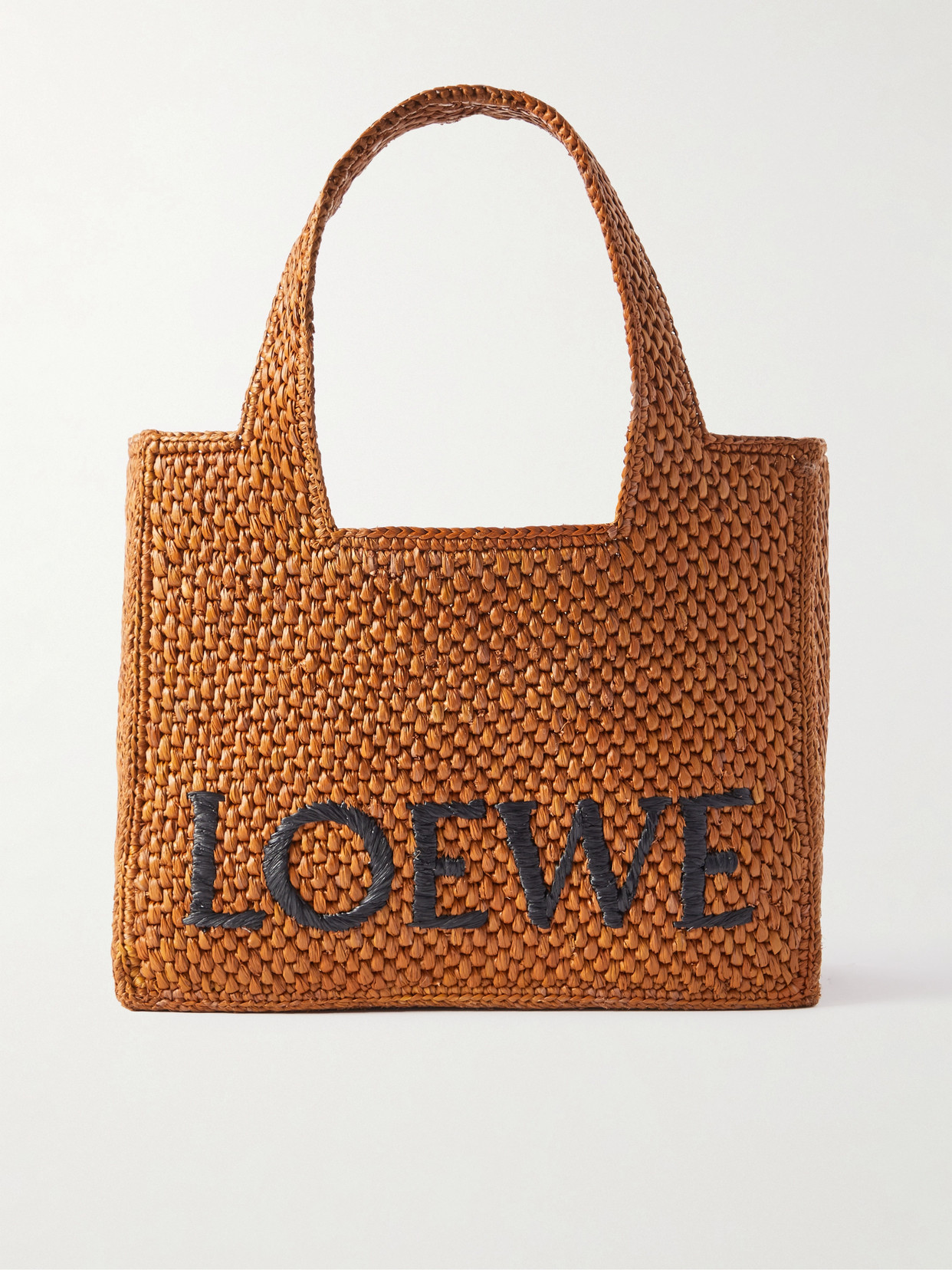 Loewe + Paula's Ibiza Small Embroidered Raffia Tote In Red