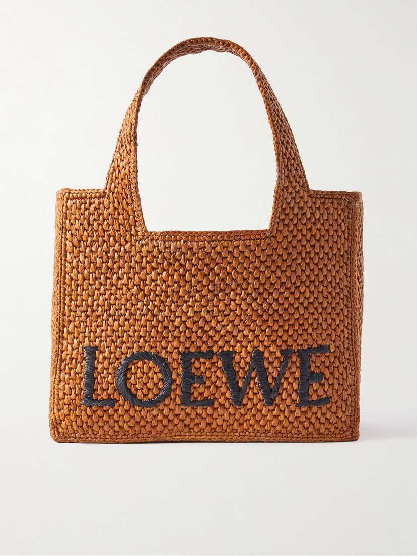 Loewe + Paula's Ibiza Small Embroidered Raffia Tote