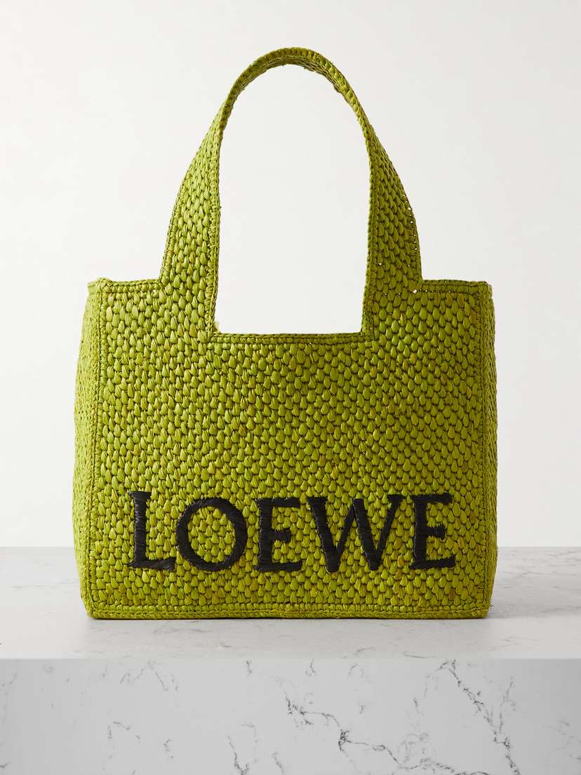 Loewe + Paula's Ibiza Embroidered Raffia Tote