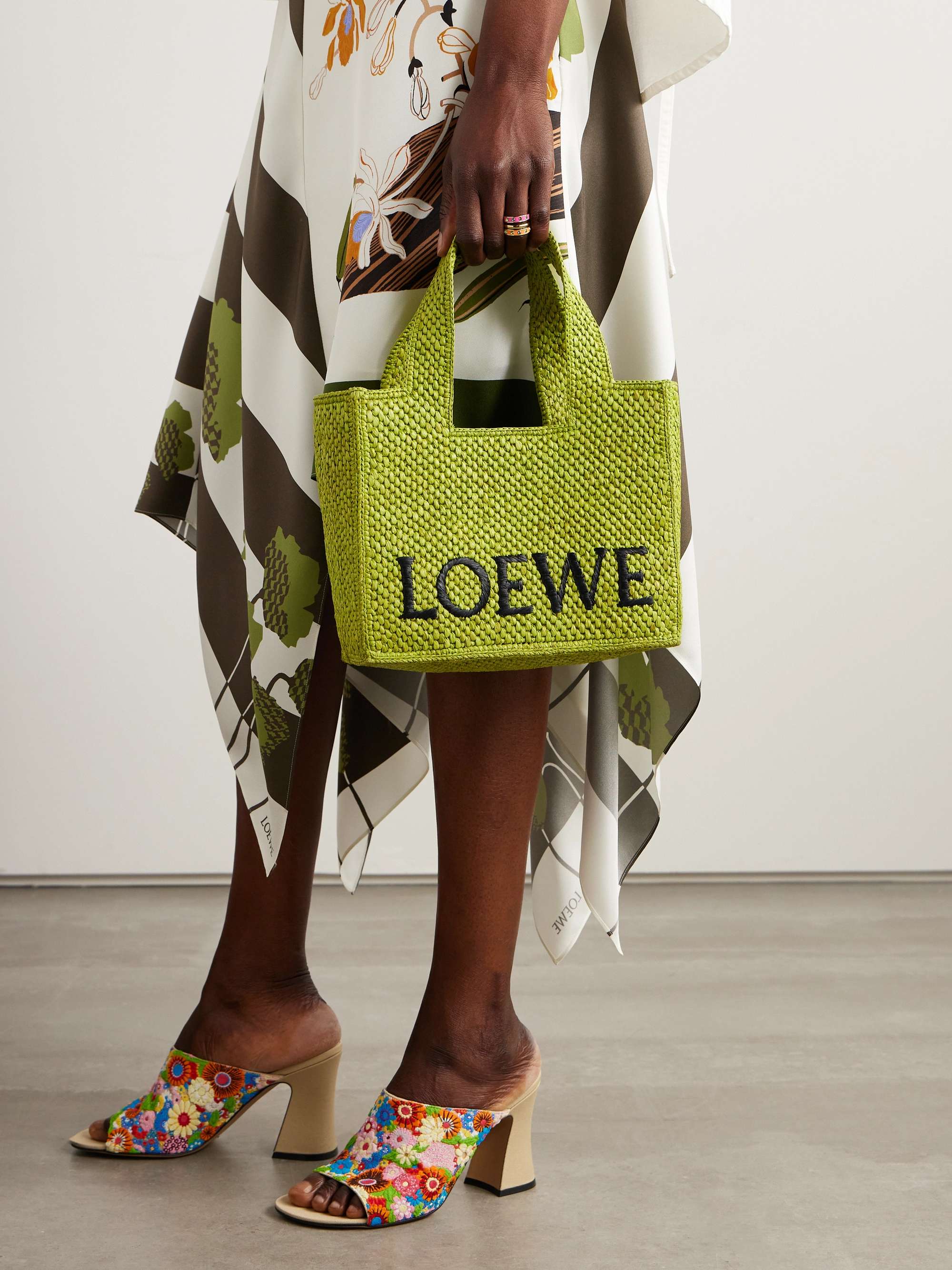 LOEWE + Paula's Ibiza embroidered raffia tote