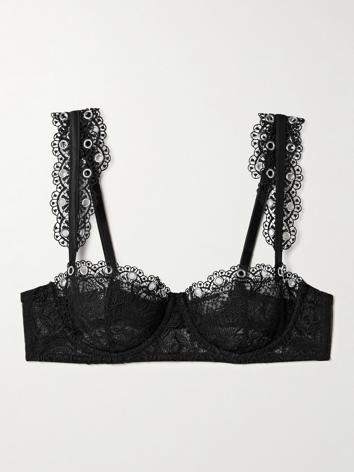 Fleur Du Mal Embellished Lace Balconette Bra In Black