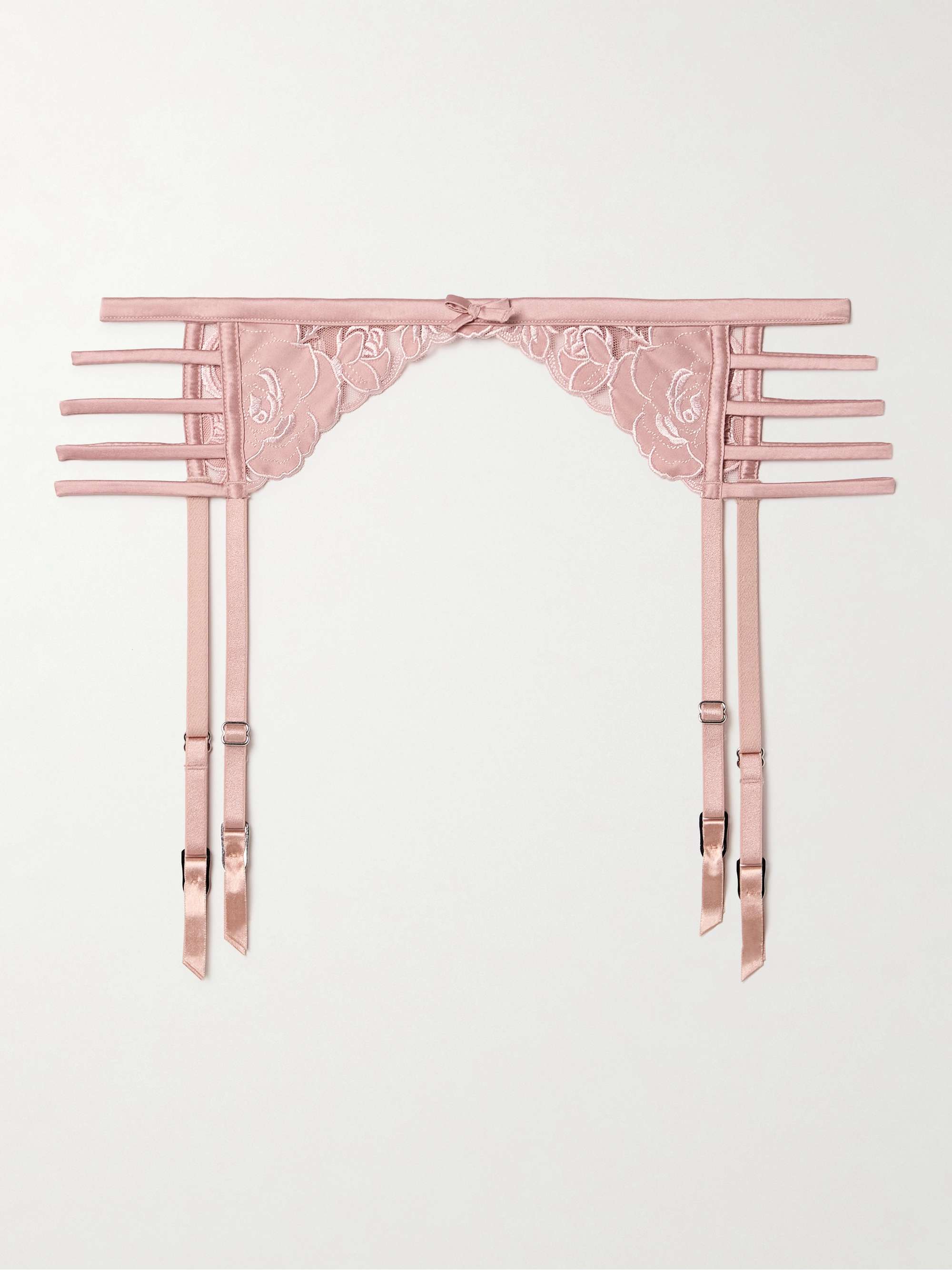 Hecate Rouge Sheer Tulle & French Lace Suspender Belt - Made To Order