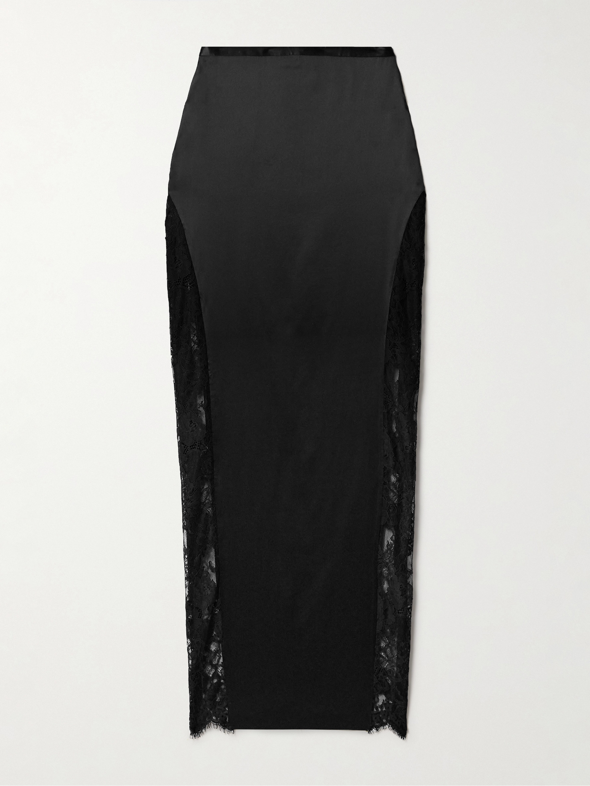 Fleur du Mal Lace-trimmed silk-blend satin maxi skirt